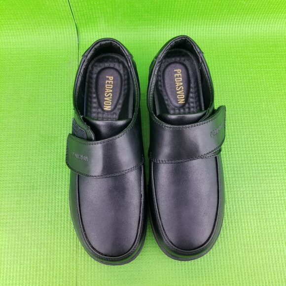 ✅PEDASVON Nursing Restaurant Comfort Shoes Womens 8.5 Black Leather Light Loafer - Picture 6 of 10